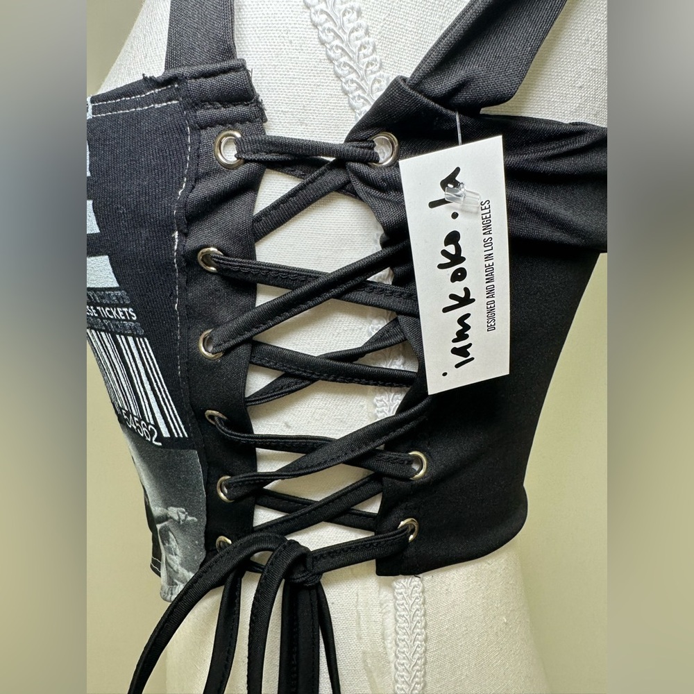 Drake It’s All A Blur Tour Corset Top IAMKOKO.LA Y2K Lace Up Halter Graphic Y2K - Picture 5 of 11